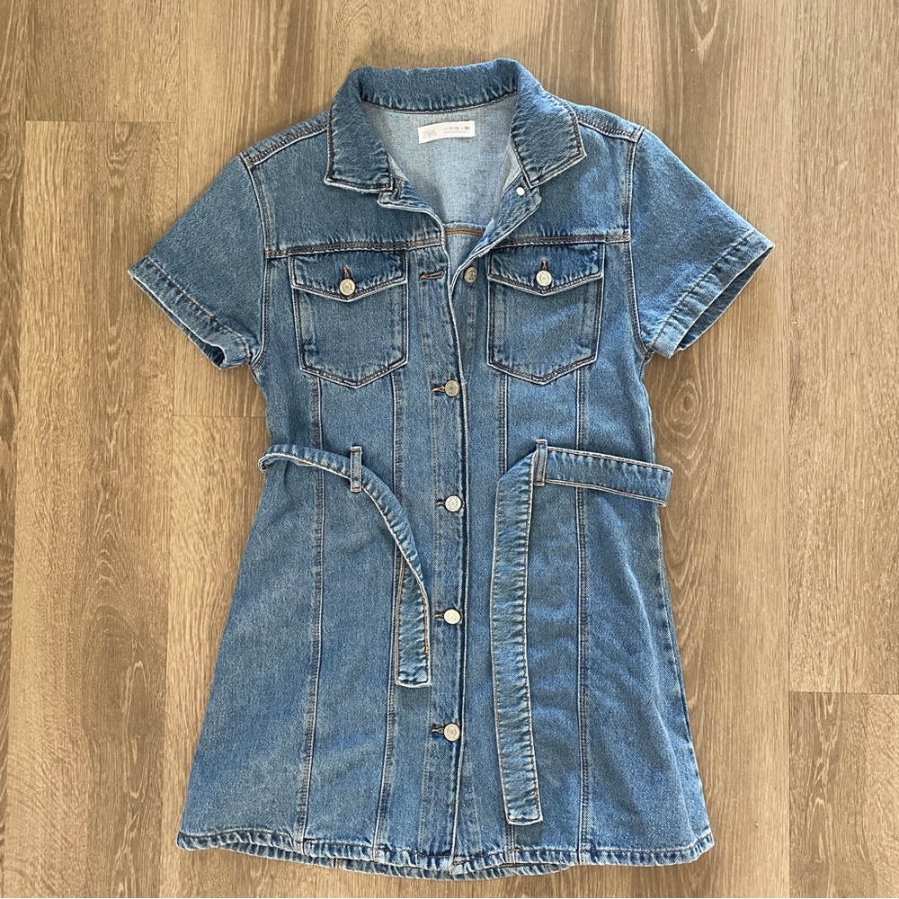 Zara Blue Casual Dress with Notched Collar